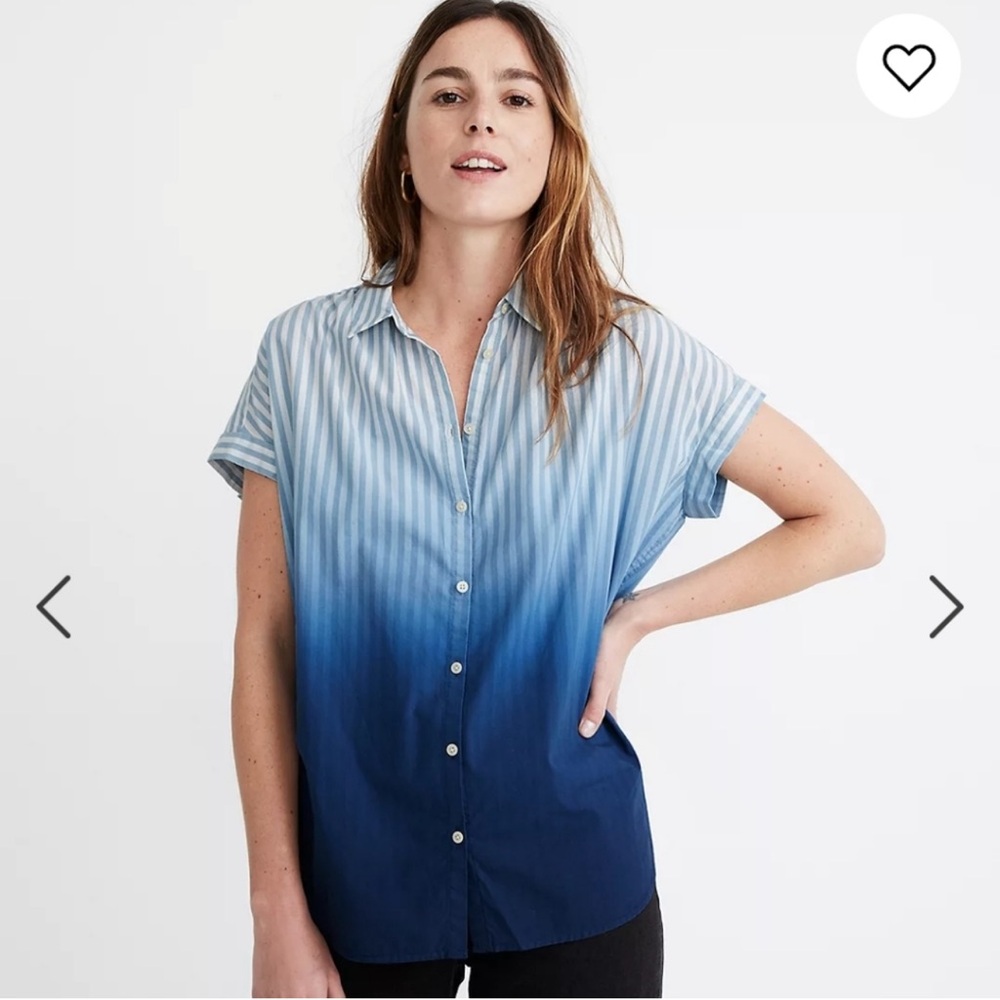 Madewell Blue Dip-Dye Central Shirt in Stripe XS (EUC)